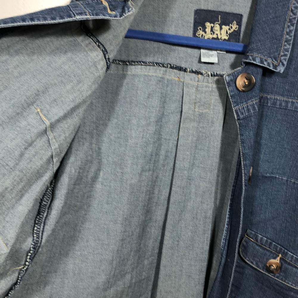 Live A Little Jean Jacket Button Front Size L - image 5
